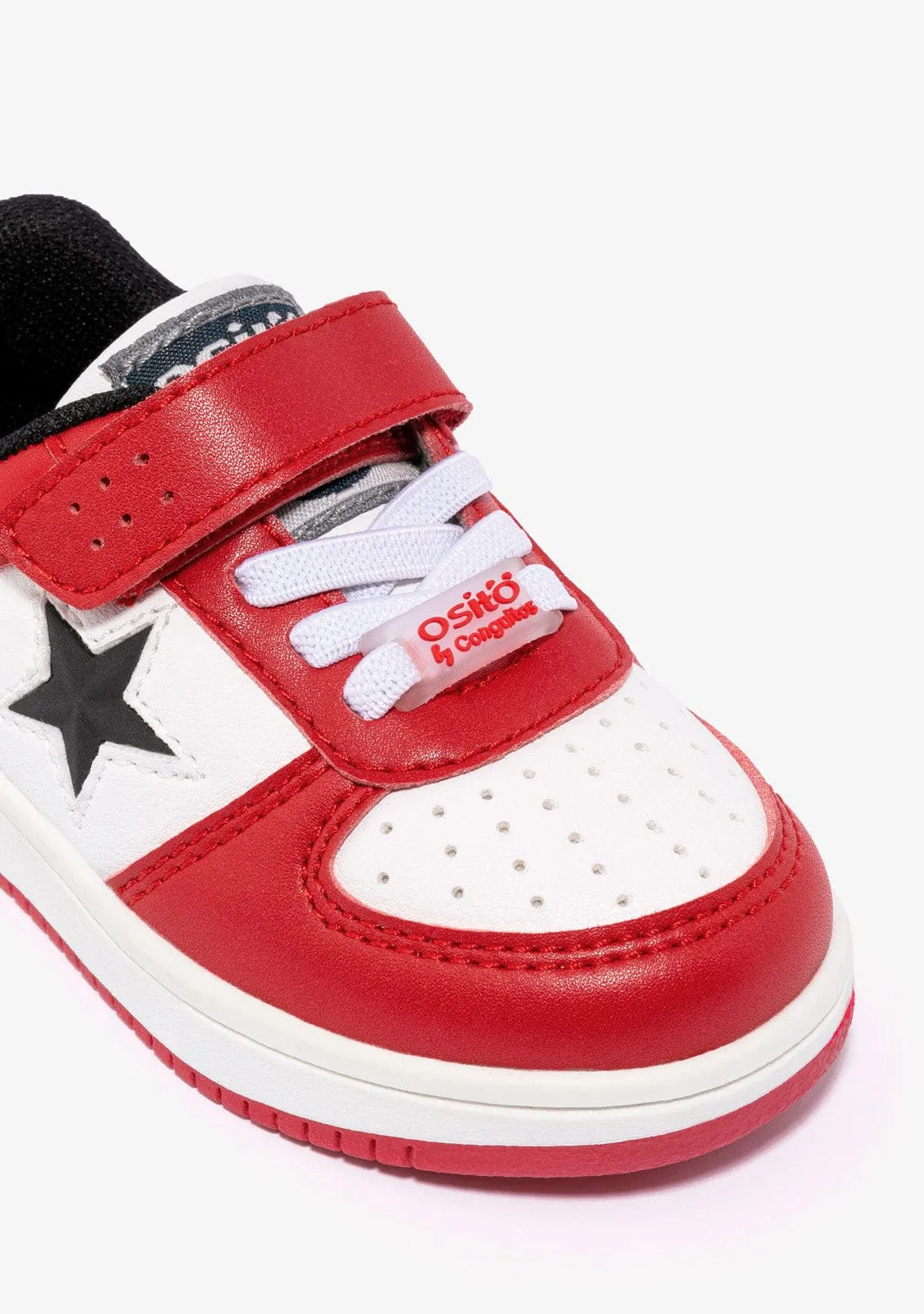 Baby's Red / White Star With Lights Sneakers