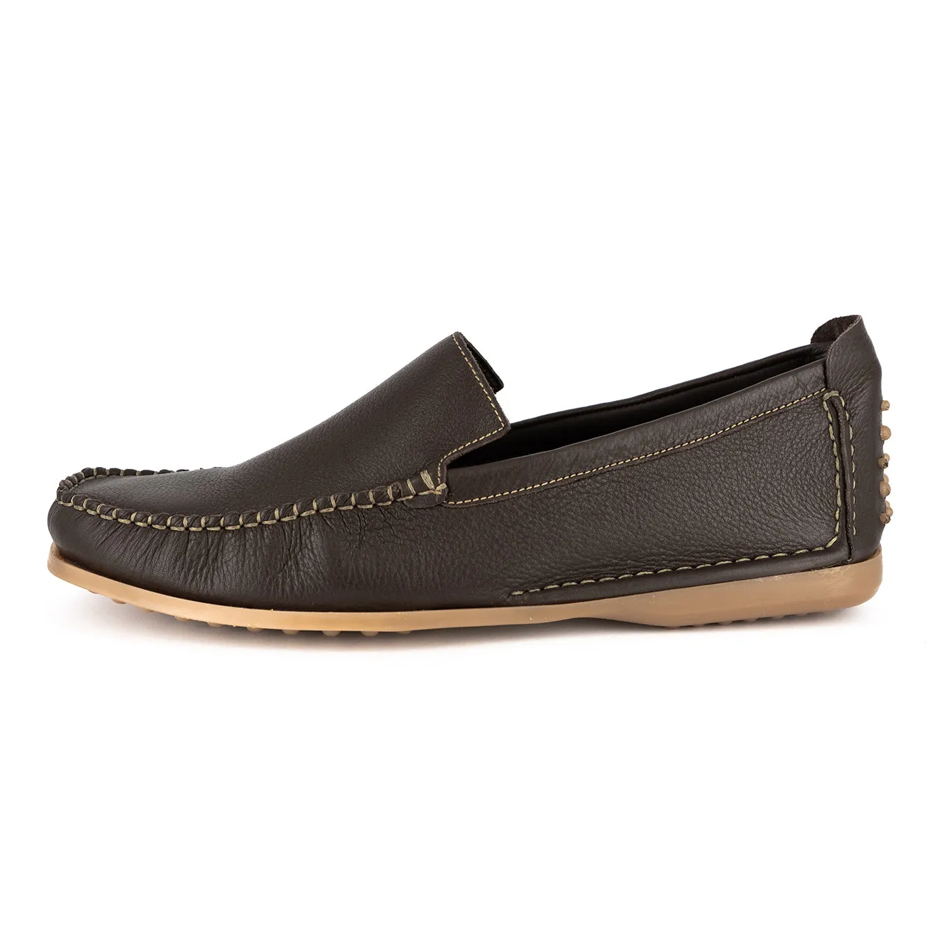 Banakho : Mens Leather Moccasin in Choc Delta