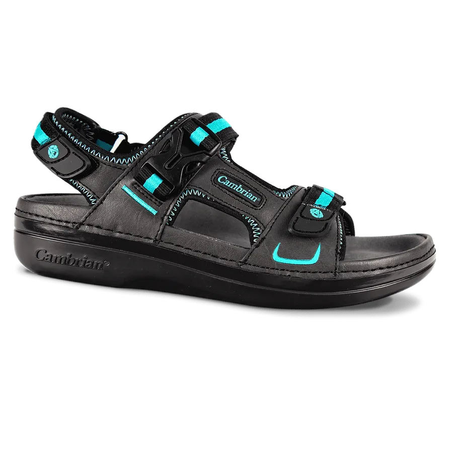 Cambrian Women's Marina 4 Walking Sandals- Black/ Blue