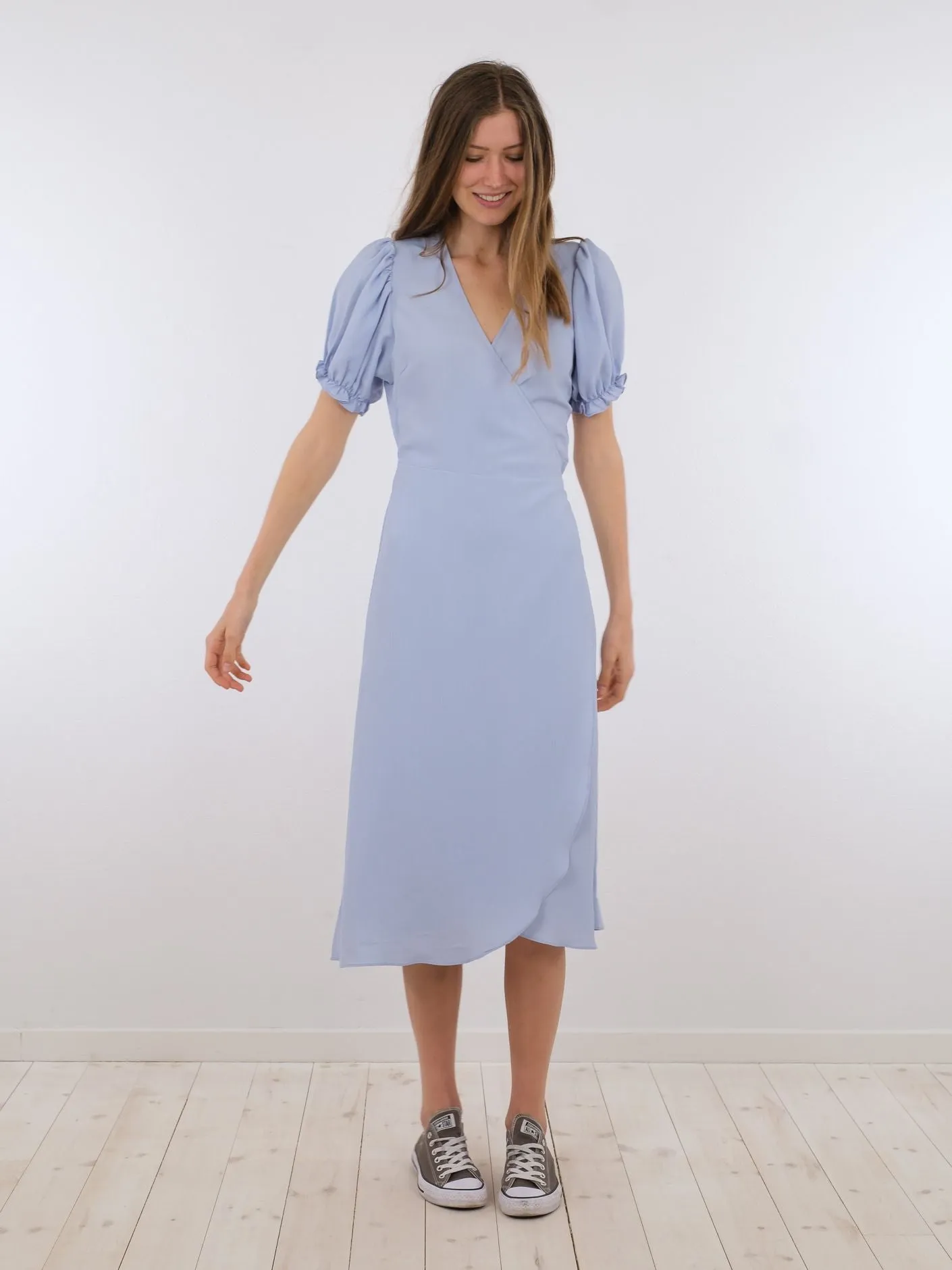 Carli Mini Crepe Dress - Light Blue