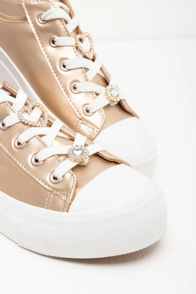 Diamante Heart Sneaker Gold