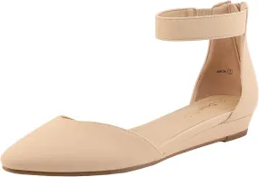 DREAM PAIRS Women's Low Wedge Ankle Strap Dress Flats Shoes