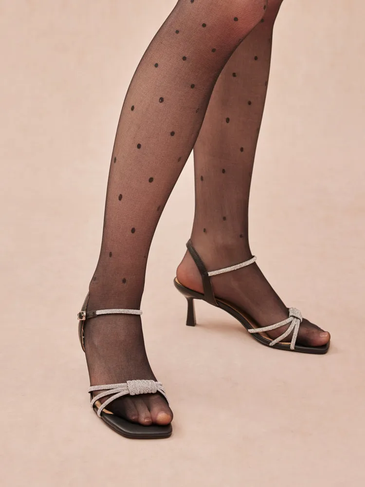 Emery Crystal Embellished Knot Strap Heel Sandals