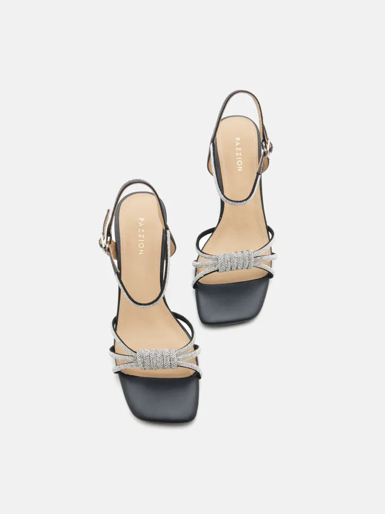 Emery Crystal Embellished Knot Strap Heel Sandals