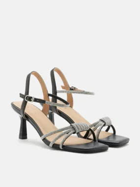 Emery Crystal Embellished Knot Strap Heel Sandals