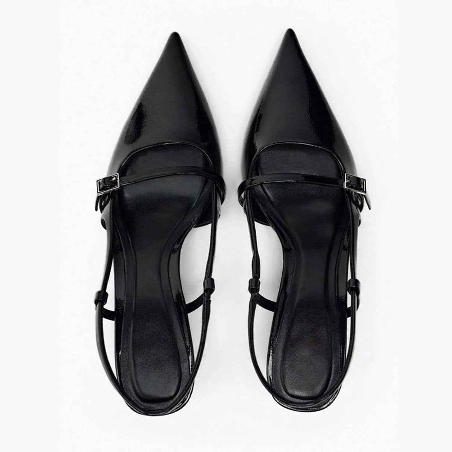 Fashion Kitten Heels for Women Metallic Slingback Buckle Heels