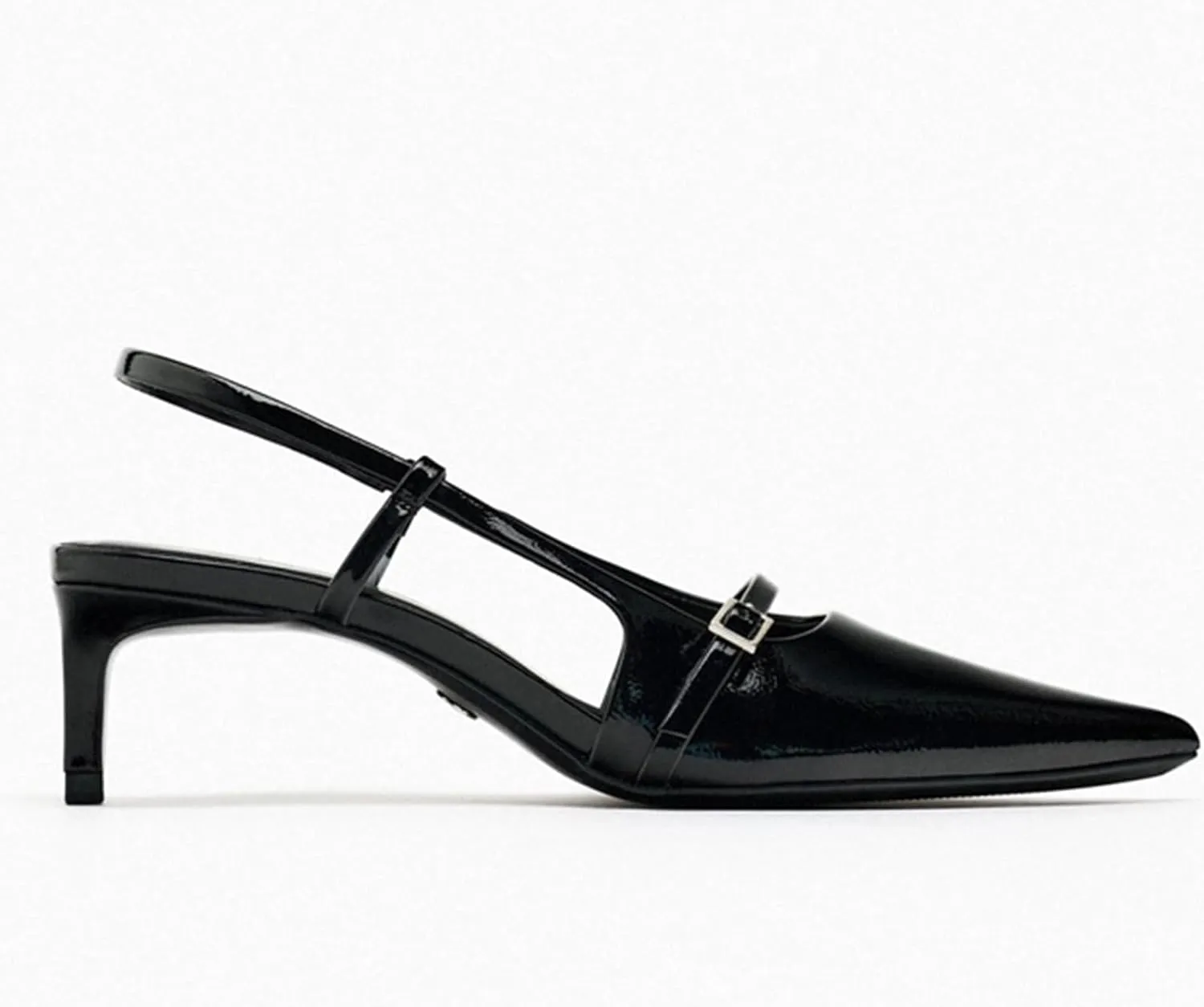 Fashion Kitten Heels for Women Metallic Slingback Buckle Heels