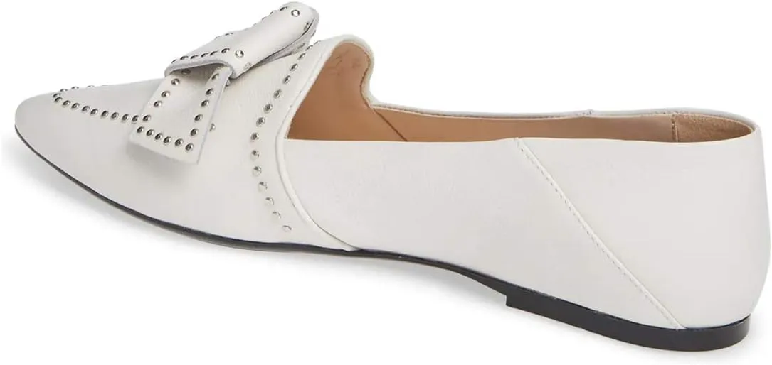 FSJ Women Trendy Point Toe Studs Loafer Flats Slip On Low Heels Pumps Bowknot Comfort Casual Formal Dress Shoes Size 4-15 US
