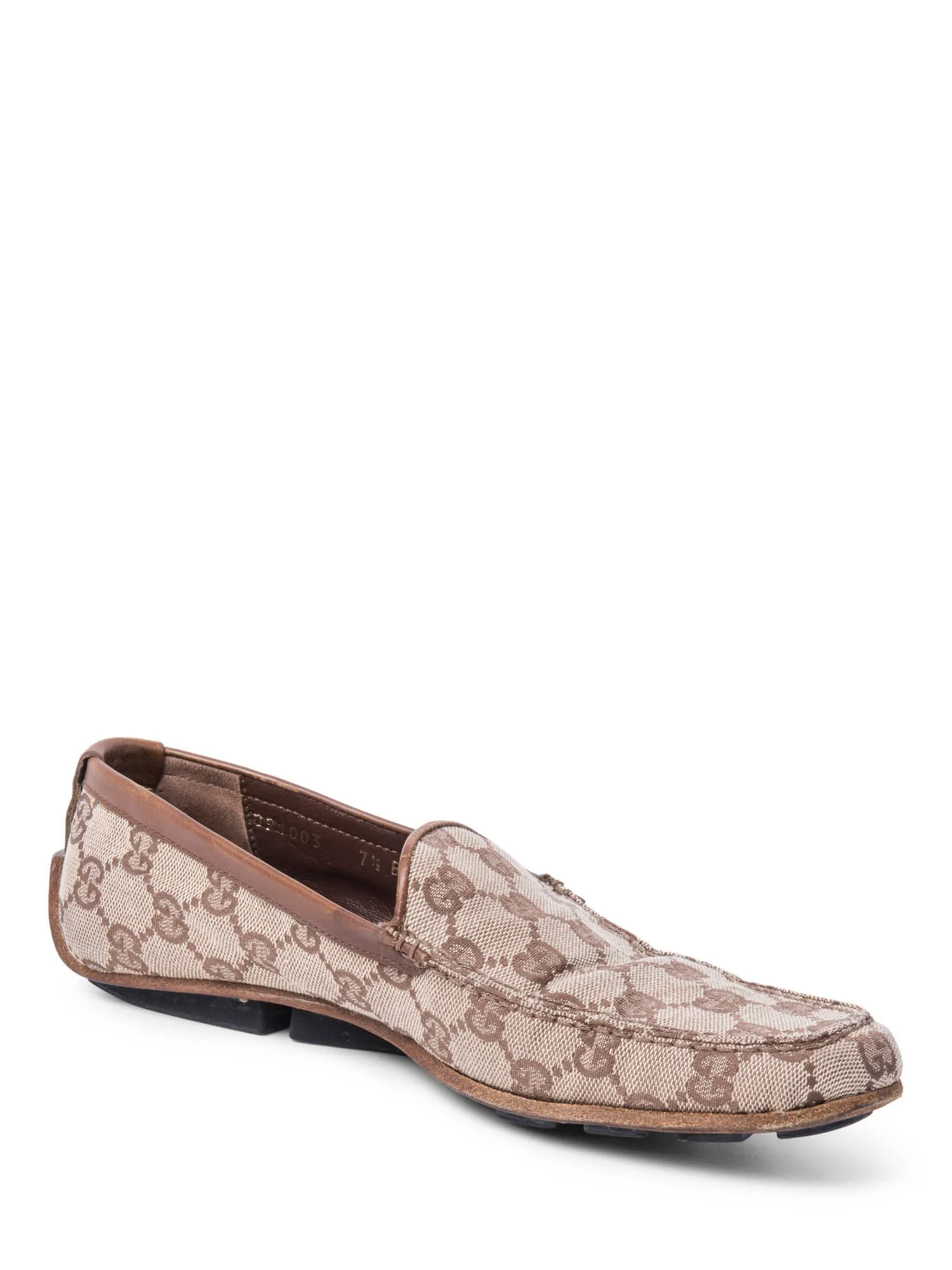 Gucci GG Logo Canvas Loafers Brown