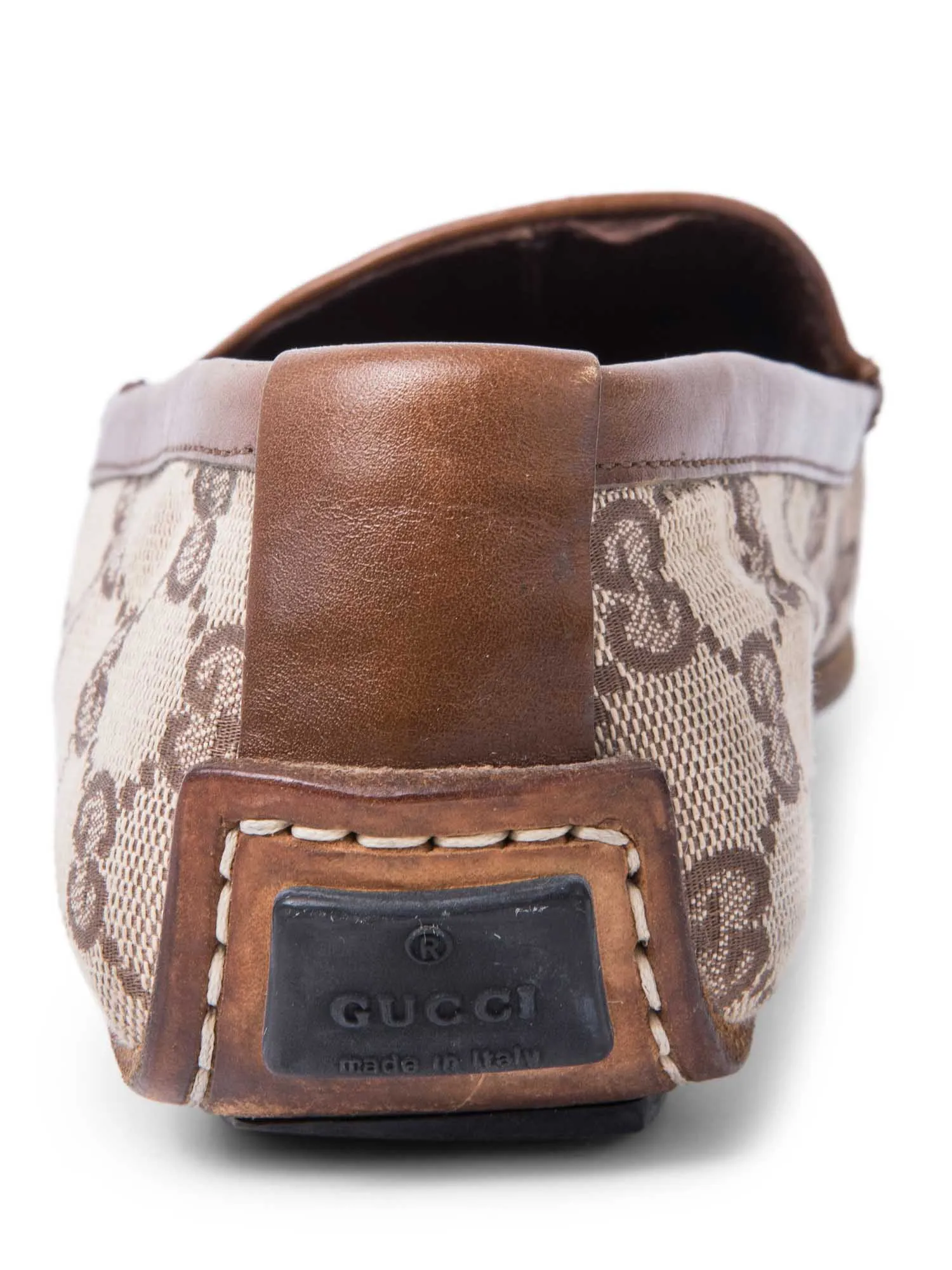 Gucci GG Logo Canvas Loafers Brown