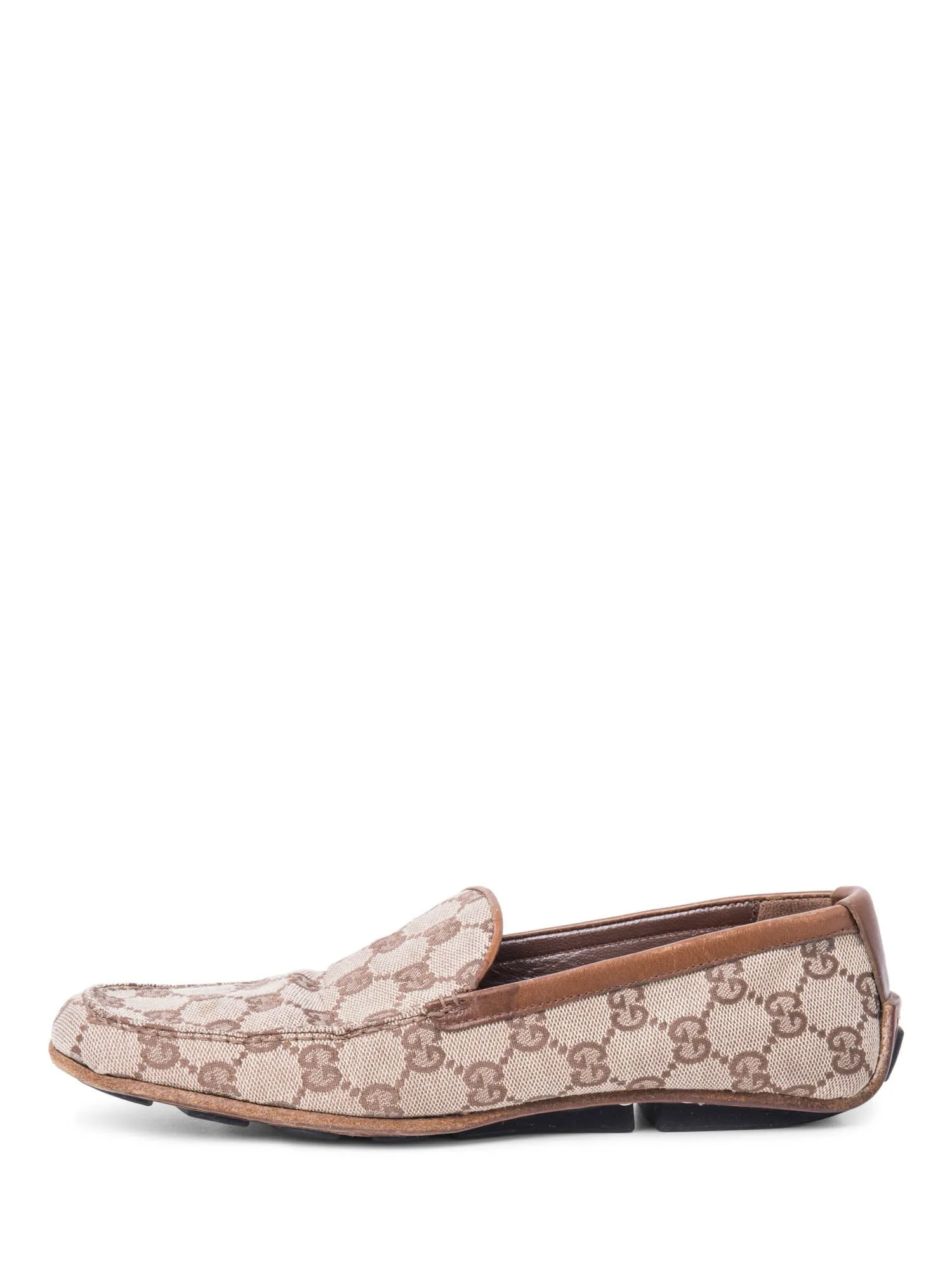 Gucci GG Logo Canvas Loafers Brown