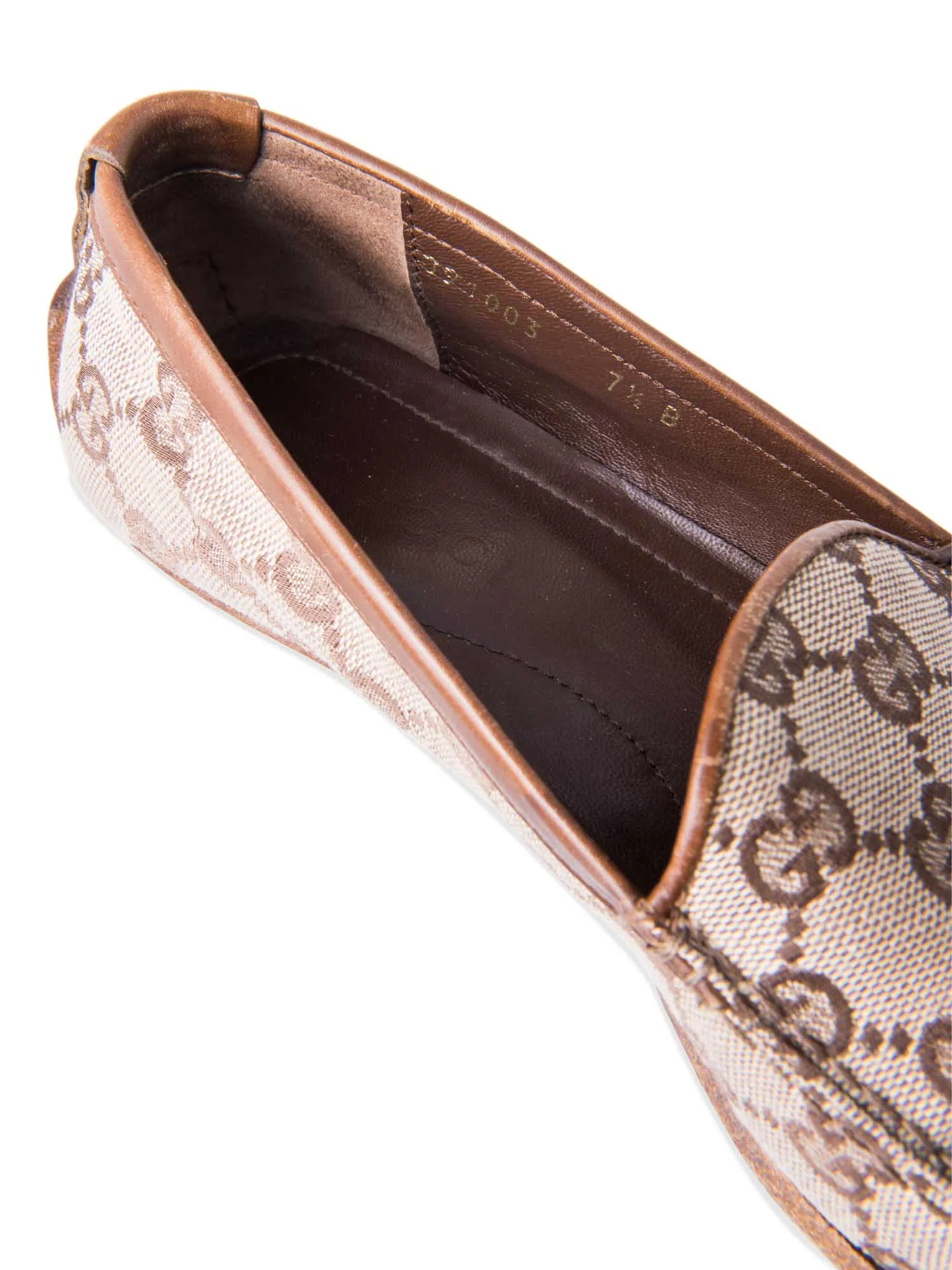 Gucci GG Logo Canvas Loafers Brown