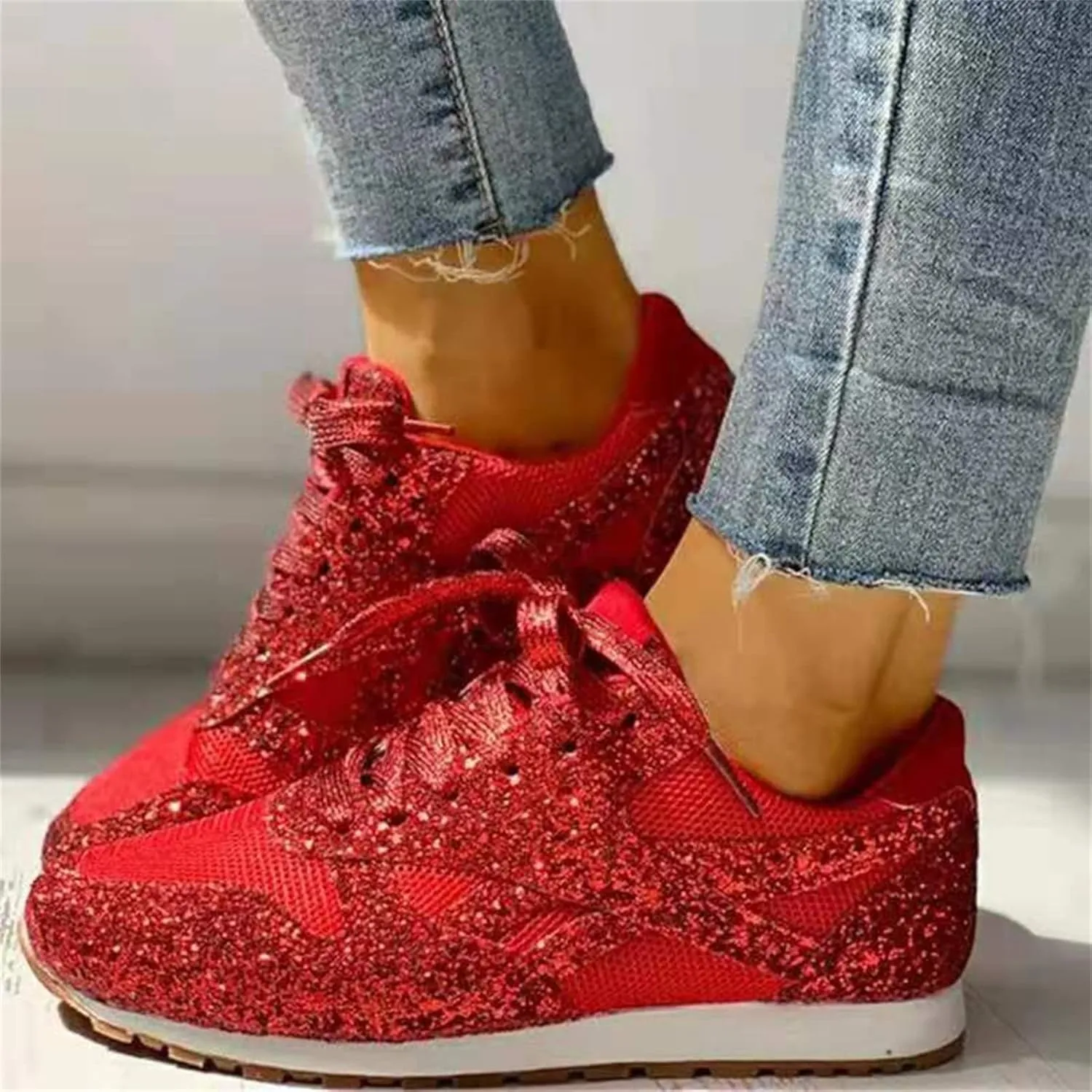 Ladmiple Shoes For Women Sneakers Trendy Lace ups Casual Walking Shoes Summer Fashion Slip On Platform Flats Loafers