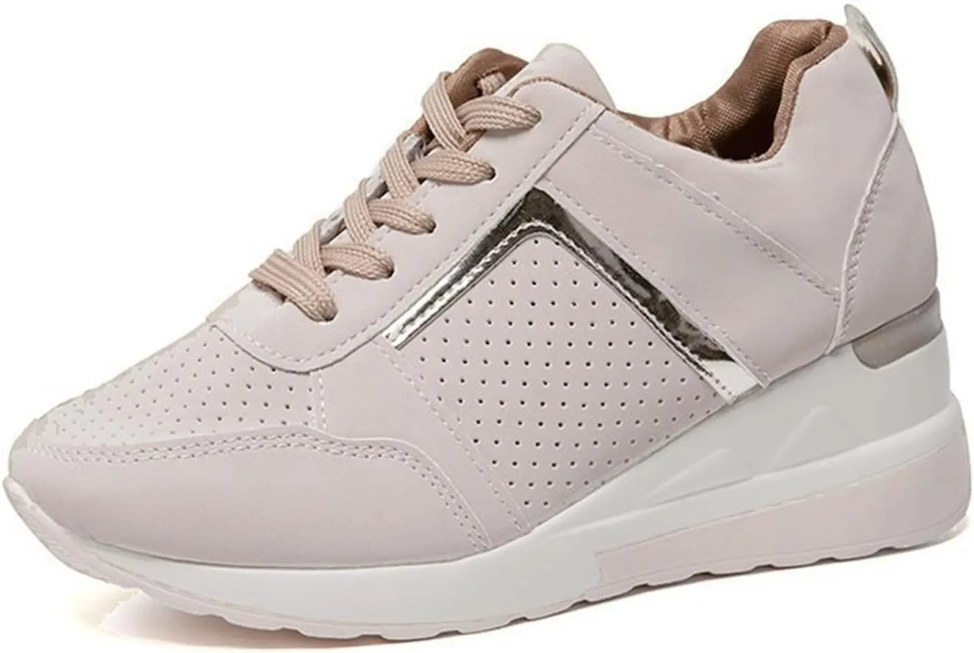 Ladmiple Shoes For Women Sneakers Trendy Slip On Walking Shoes Non Slip Lightweight Fashion Lace Up Platform Loafers