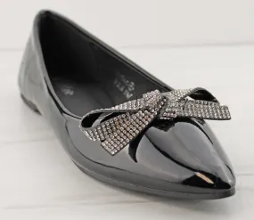Lunna 2 Womens Bow Accented Pointed Toe Comfort Flats