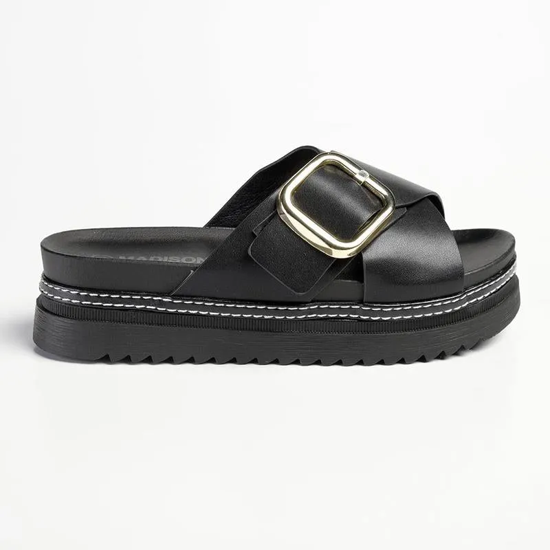 Madison Janiel Cross Over Mule - Black