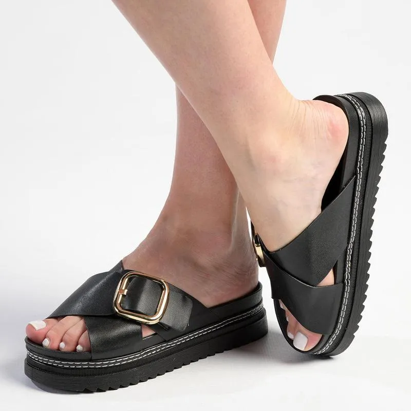 Madison Janiel Cross Over Mule - Black