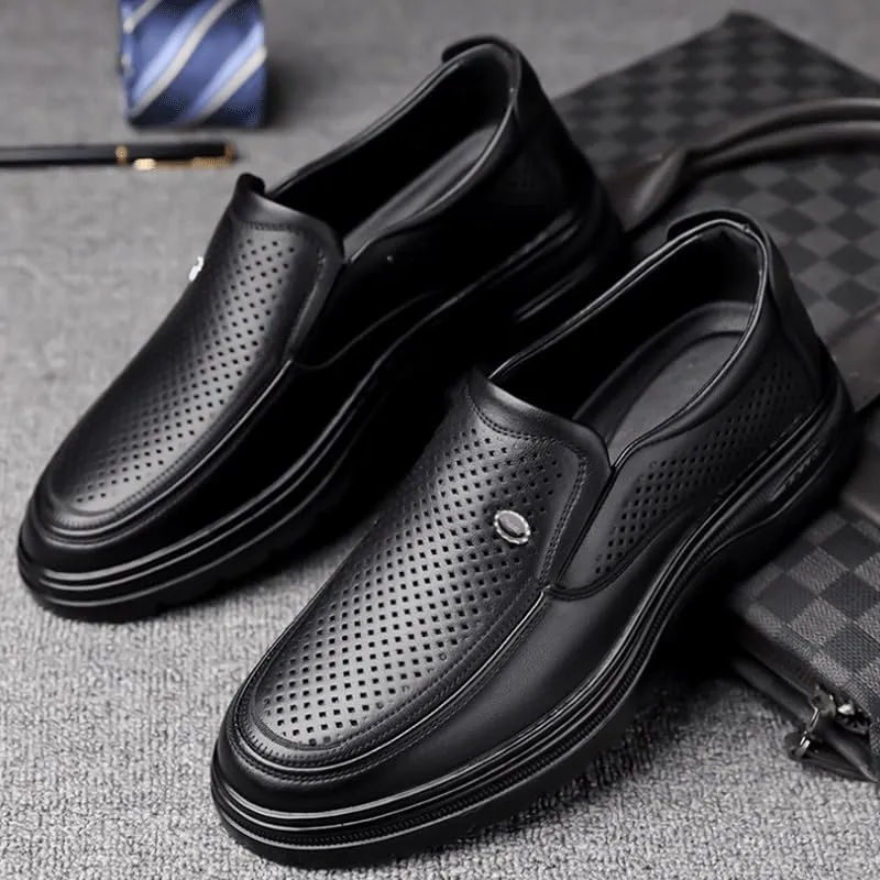 Men's Cutout Mesh Handmade Flat Casual Loafers Comfort Breathable Slip On Hollow Sandals Walking Shoes
