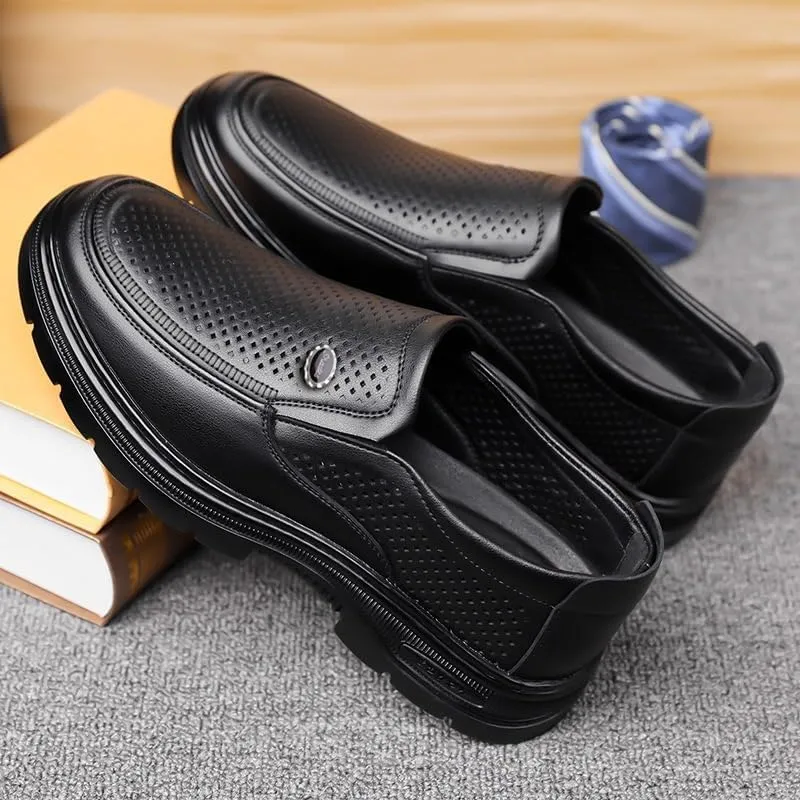 Men's Cutout Mesh Handmade Flat Casual Loafers Comfort Breathable Slip On Hollow Sandals Walking Shoes