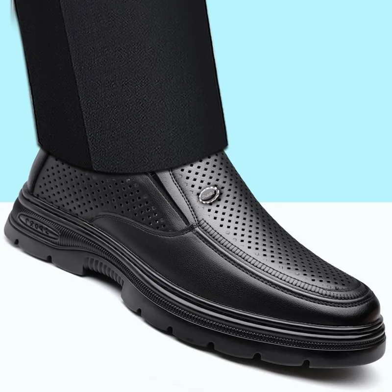 Men's Cutout Mesh Handmade Flat Casual Loafers Comfort Breathable Slip On Hollow Sandals Walking Shoes