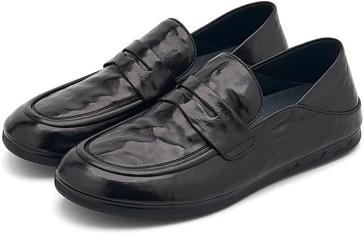 Mens Handmade Slip On Loafers Classic Round Toe Lug Sole Fashion Business Formal Work Shoes Mens Genuine Leather Casual Shoes