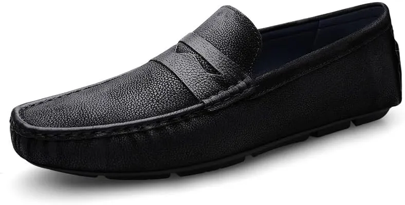 Mens Loafers Shoe Square Toe Leather Penny Driving Loafers Slip Resistant Flexible Anti-Slip Wedding Classic Slip-on
