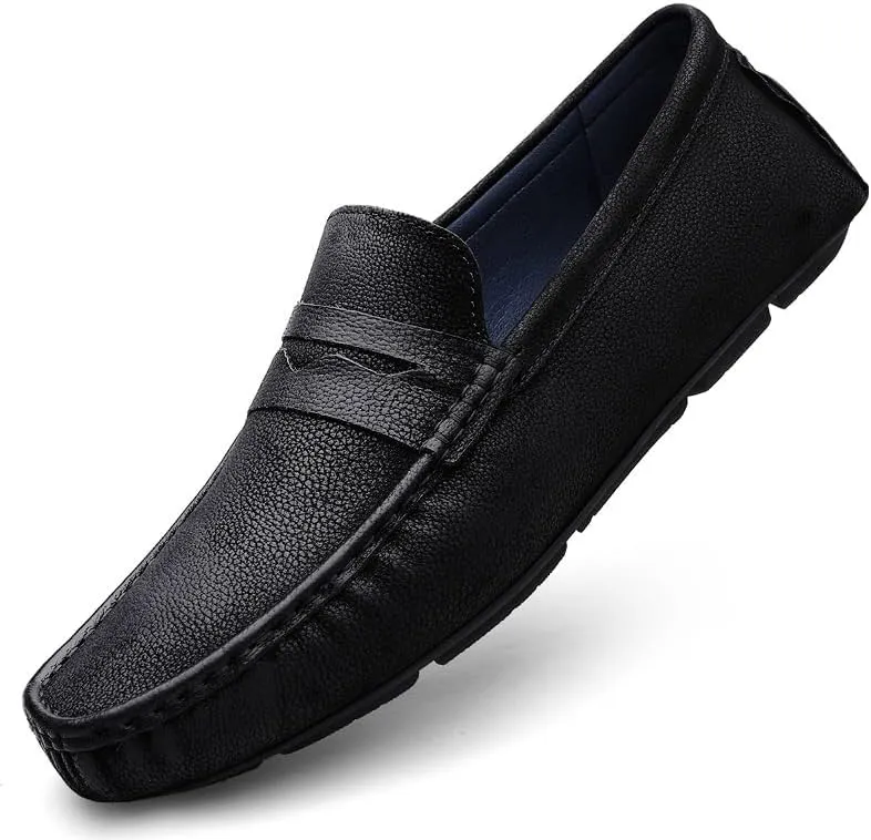 Mens Loafers Shoe Square Toe Leather Penny Driving Loafers Slip Resistant Flexible Anti-Slip Wedding Classic Slip-on