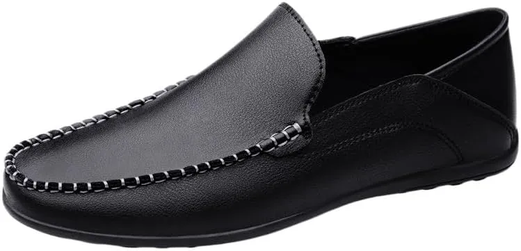 Men's Solid Color Round Toe Loafers - Lightweight, Slip-Resistant, Classic Anti-Slip Slip-On Shoes for Men