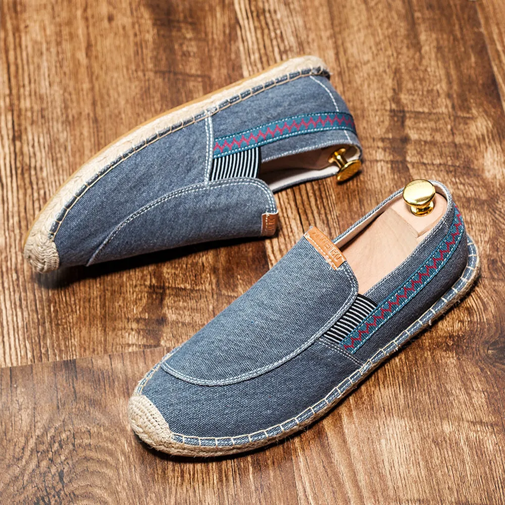 Men's Vintage Slip on Loafers Lightweight Casual Canvas Shoes | runandup