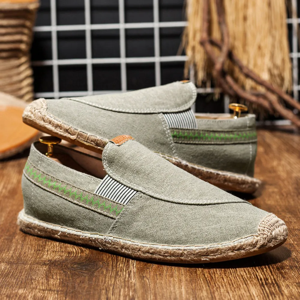 Men's Vintage Slip on Loafers Lightweight Casual Canvas Shoes | runandup
