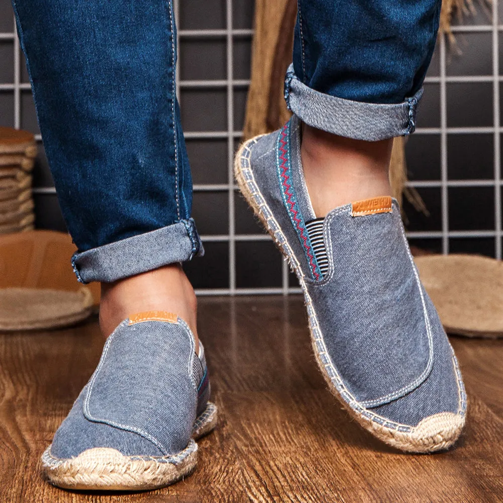 Men's Vintage Slip on Loafers Lightweight Casual Canvas Shoes | runandup