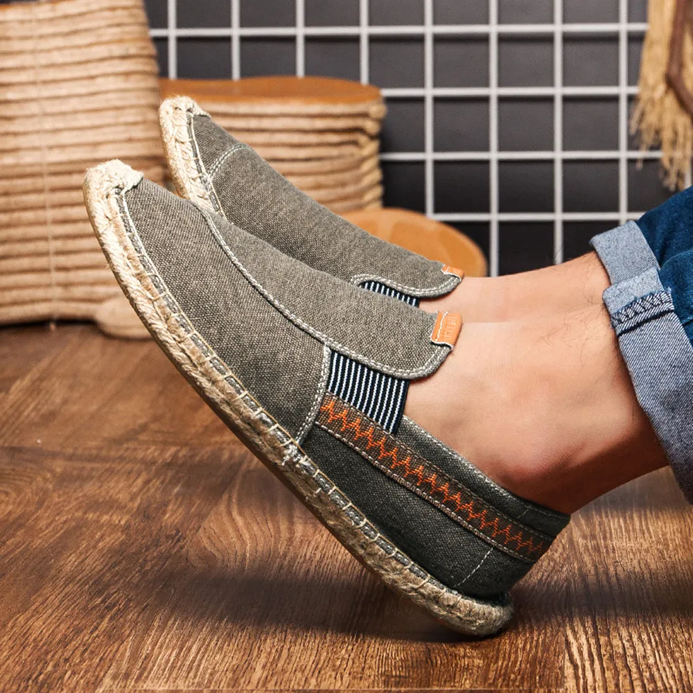 Men's Vintage Slip on Loafers Lightweight Casual Canvas Shoes | runandup