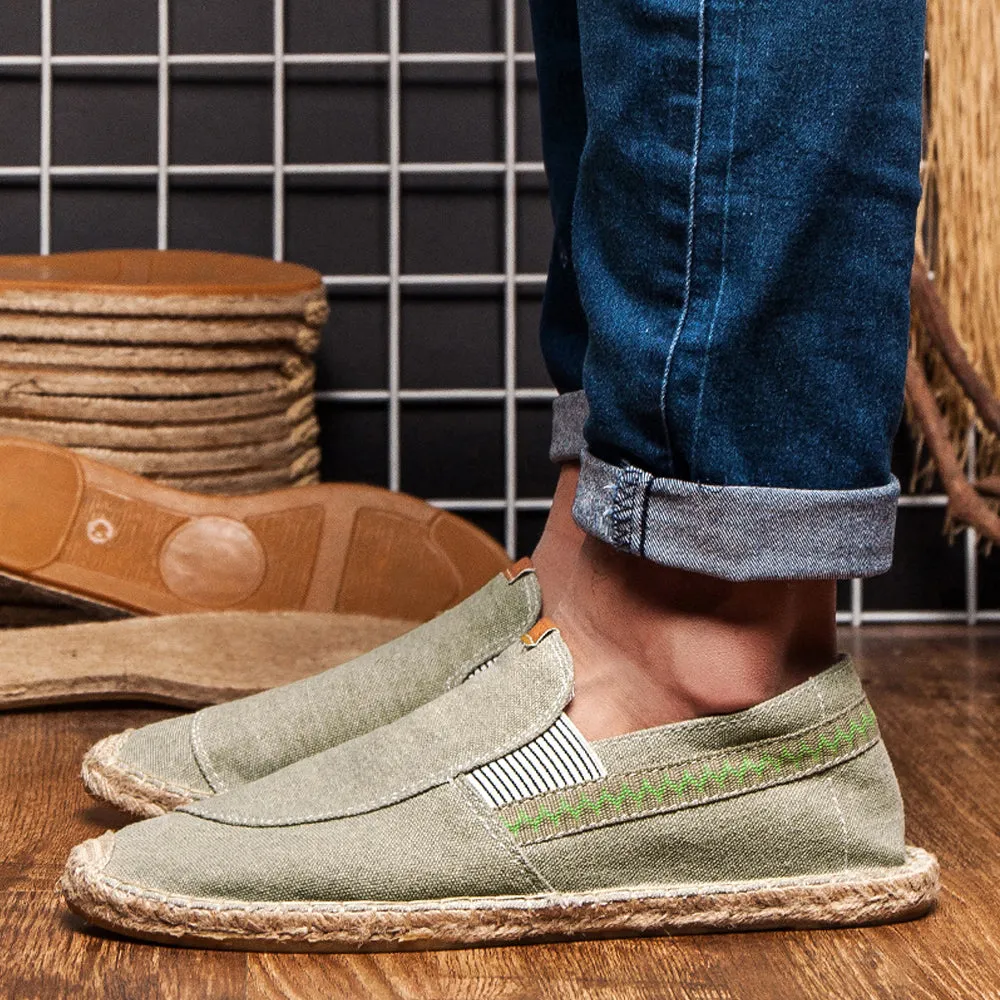 Men's Vintage Slip on Loafers Lightweight Casual Canvas Shoes | runandup
