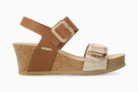 Mephisto "Lissia" Camel/Gold - Cork Wedge Sandal