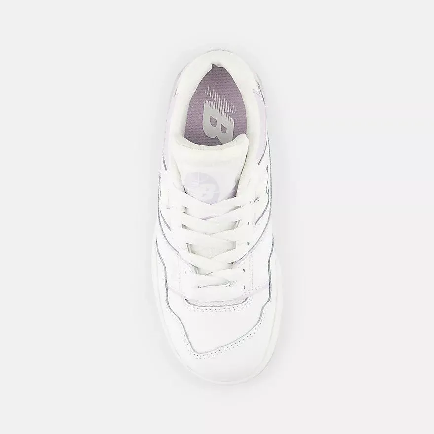 New Balance Kids 550 Sneakers- White/Thistle
