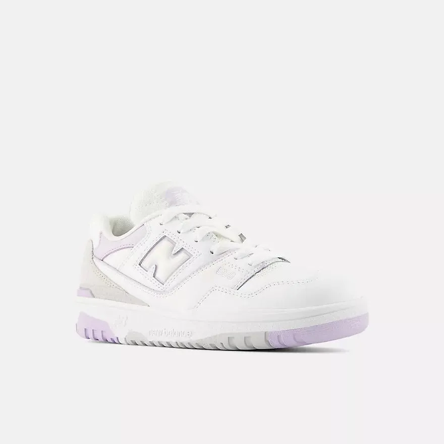 New Balance Kids 550 Sneakers- White/Thistle