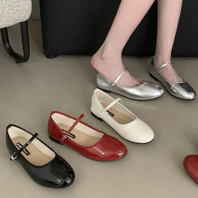 New Footwear Designer Shallow Women Flats With Shoes Female Round Toe Fashion Buckle Strap Ladies Flats Mary Janes Lolita Shoes