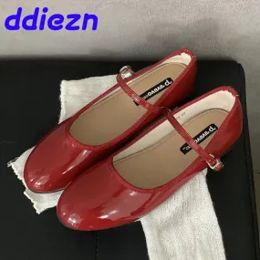New Footwear Designer Shallow Women Flats With Shoes Female Round Toe Fashion Buckle Strap Ladies Flats Mary Janes Lolita Shoes
