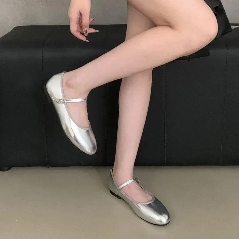 New Footwear Designer Shallow Women Flats With Shoes Female Round Toe Fashion Buckle Strap Ladies Flats Mary Janes Lolita Shoes