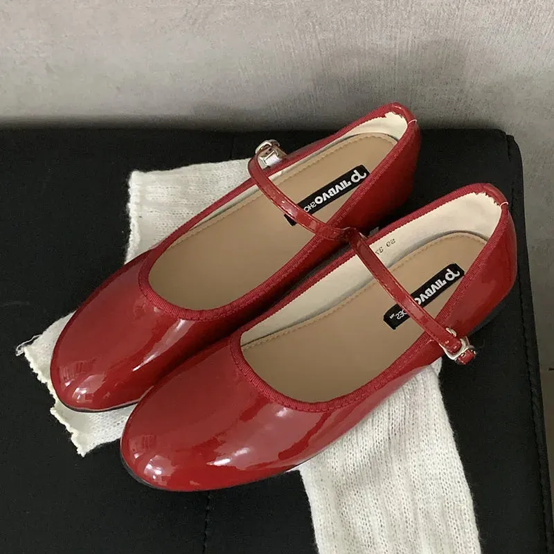 New Footwear Designer Shallow Women Flats With Shoes Female Round Toe Fashion Buckle Strap Ladies Flats Mary Janes Lolita Shoes