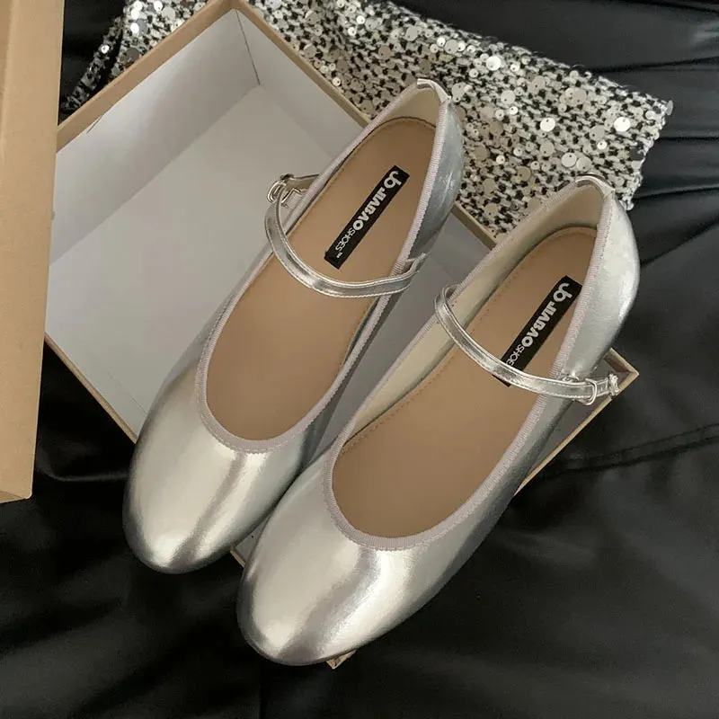 New Footwear Designer Shallow Women Flats With Shoes Female Round Toe Fashion Buckle Strap Ladies Flats Mary Janes Lolita Shoes