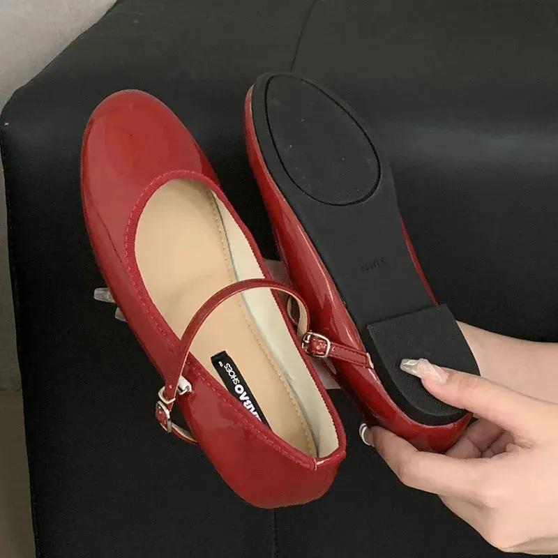 New Footwear Designer Shallow Women Flats With Shoes Female Round Toe Fashion Buckle Strap Ladies Flats Mary Janes Lolita Shoes