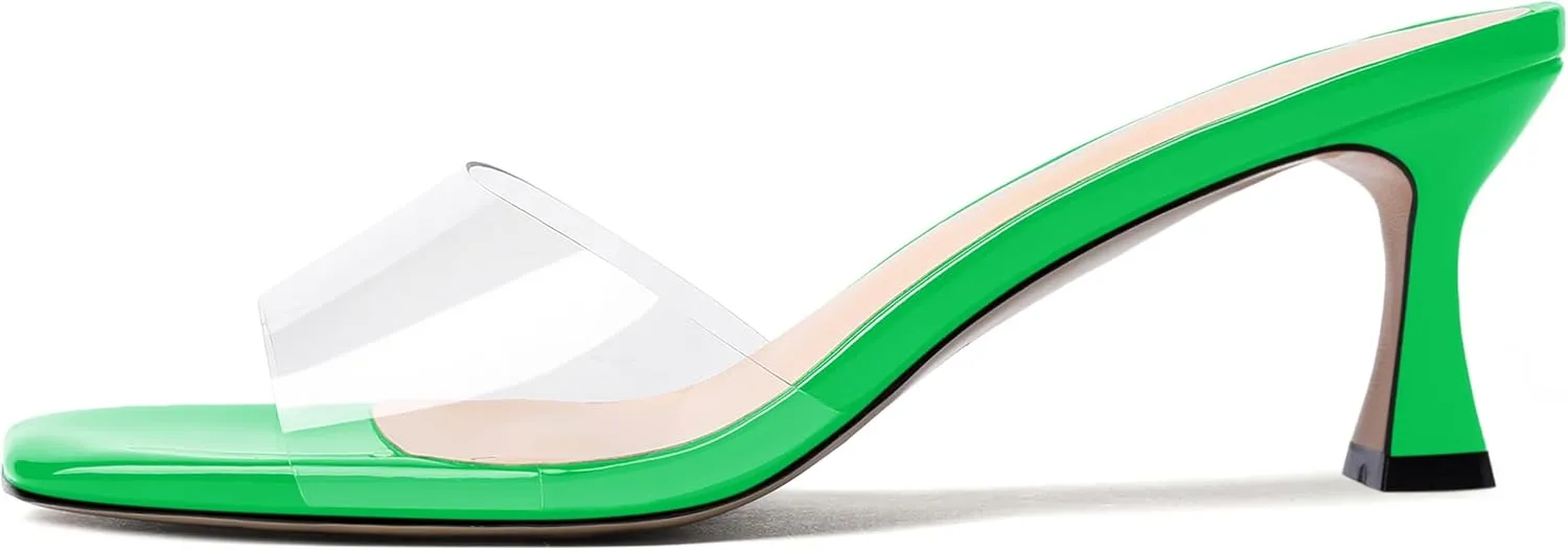 NUMALEO Womens Wedding Slip On Stylish Casual Open Toe Patent Stiletto Mid Heel Heeled Sandals 2.5 Inch