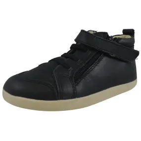 Old Soles Boy's 369 Black Sure Step Leather Zip Up Stretch Lace Sneakers