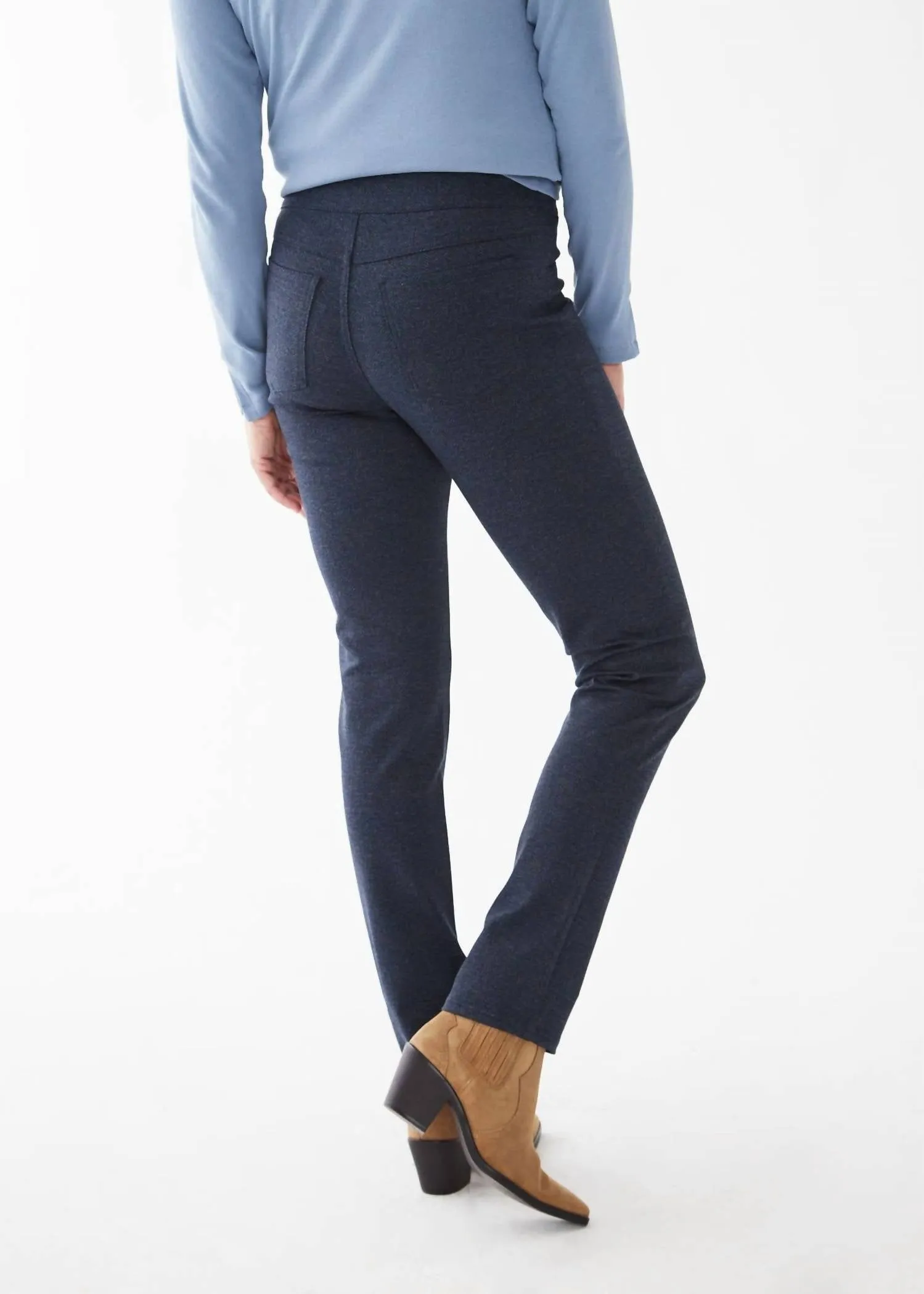 Pull-On Slim Leg In Indigo Herringbone