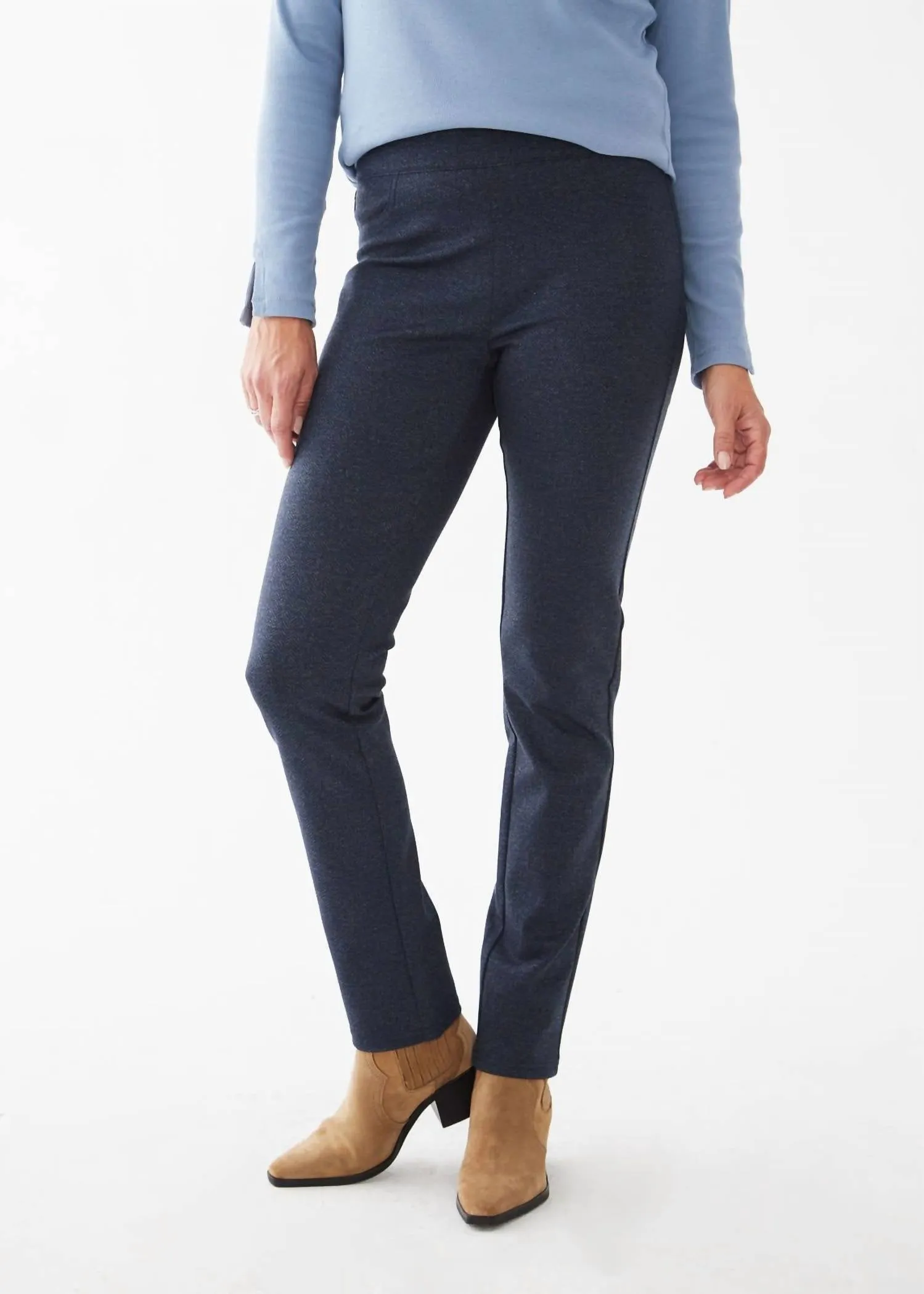 Pull-On Slim Leg In Indigo Herringbone