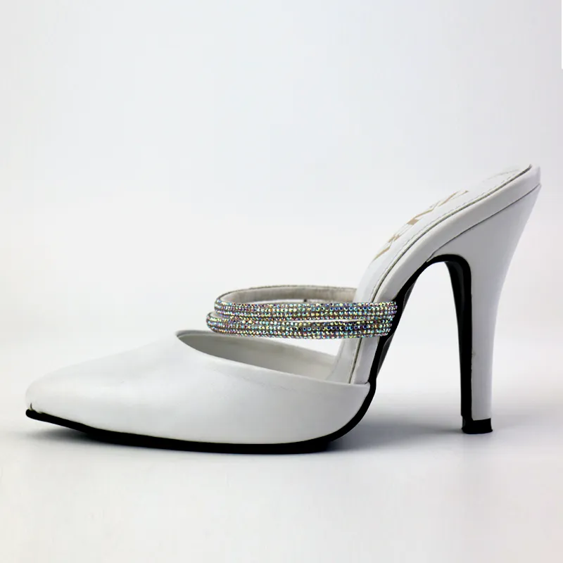 Rhinestone Decor Pointed Toe Mules Heels #10998 #22