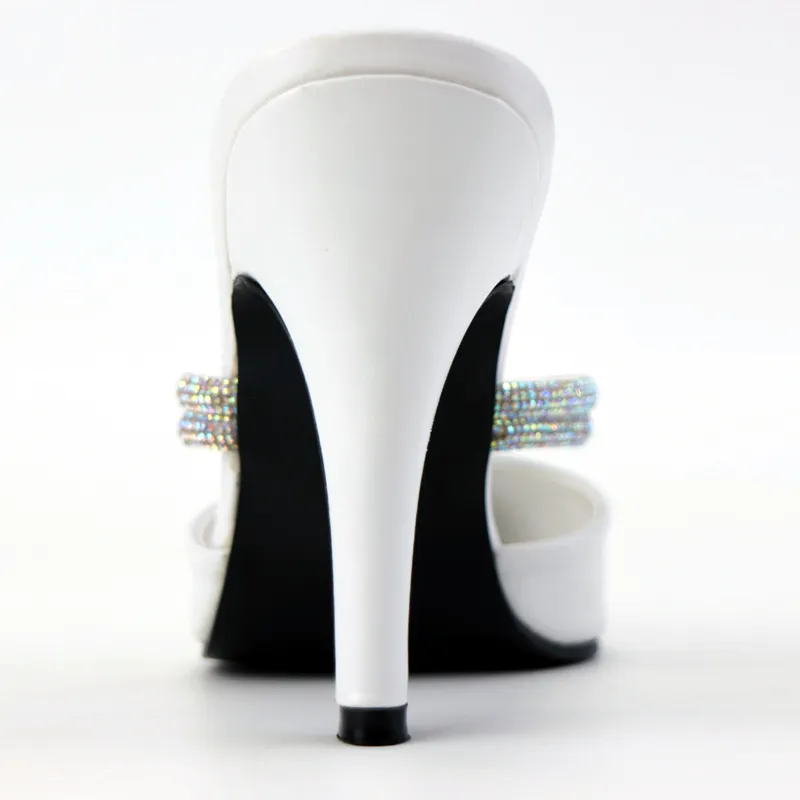 Rhinestone Decor Pointed Toe Mules Heels #10998 #22