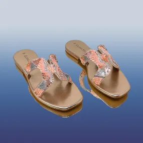 Rose embroidery square-toe flats