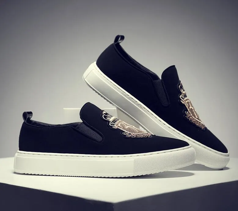 Slip-On Embroidery Suede Leather Loafers
